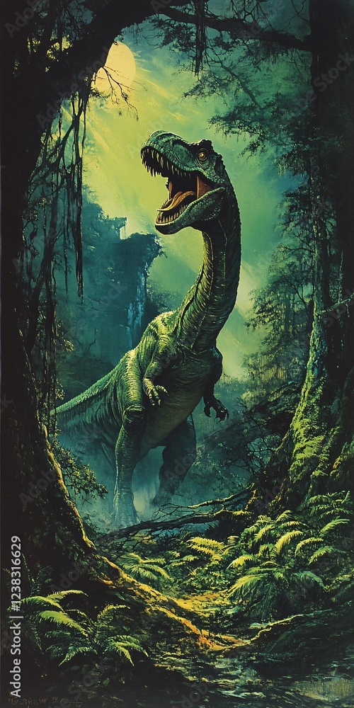 Roaring T-Rex in Lush Green Jungle, Prehistoric Predator Amidst Dense Foliage, Dramatic Digital Art Wallpaper
Roaring T-Rex in Lush Green Jungle, Prehistoric Predator Amidst Dense Foliage, Dramatic Digital Art Wallpaper