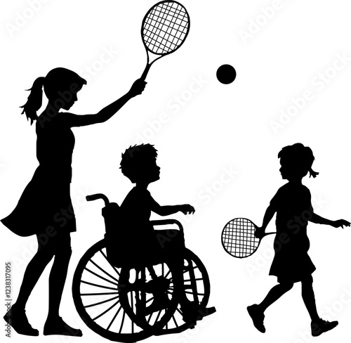 tennis player silhouette and inclusion for child