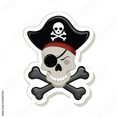 Pirate skull with eyepatch and hat