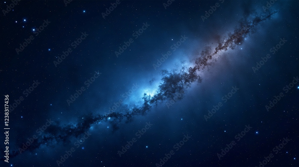 Obraz premium A Mesmerizing Starry Night Sky Displaying A Glowing Blue Galactic Belt.