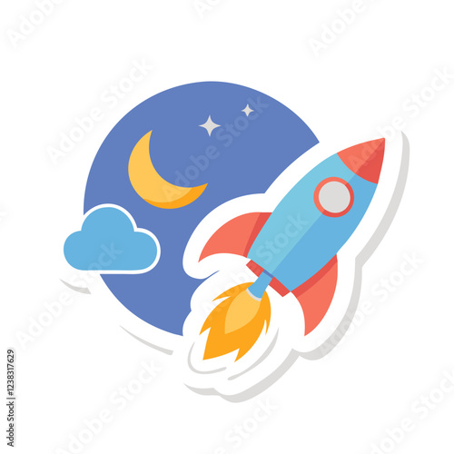 Rocket launch with night sky background