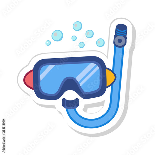 Diving mask with snorkel and water bubbles