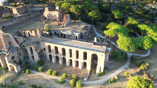 Aerial view of the Circus Maximus, the Paladin and the Colosseum. The center of ancient Rome
