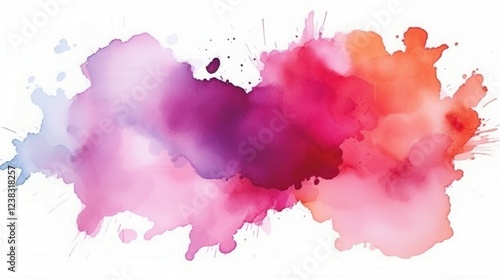 Vibrant Watercolor Stain Abstract Design with Blurred Edges and Colorful Splash Effects on White Background for Artistic Projects