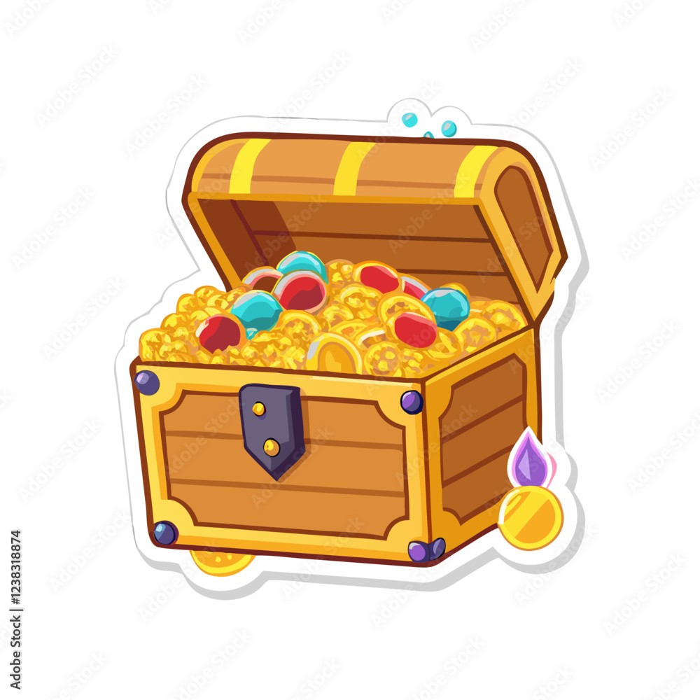 Treasure chest filled with gold and gems Treasure chest filled with gold and gems