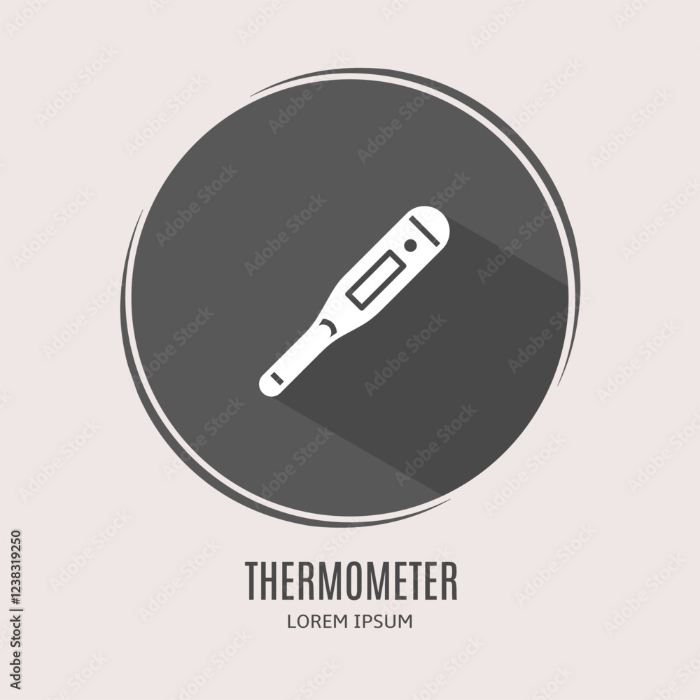 Symbol thermometer logo. Illustration of thermometer in flat. Stock vector. Symbol thermometer logo. Illustration of thermometer in flat. Stock vector.