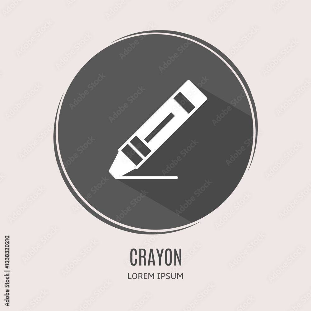Symbol crayon logo. Illustration of crayon in flat. Stock vector. Symbol crayon logo. Illustration of crayon in flat. Stock vector.