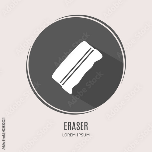 Symbol eraser logo. Illustration of eraser in flat. Stock vector.