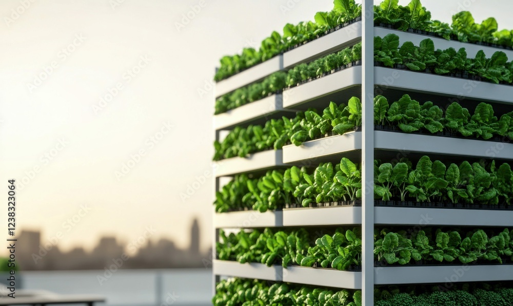 Fototapeta premium Vertical Garden Tower with Green Vegetables