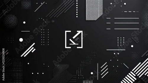 Abstract black design, arrow, geometric shapes, background, website