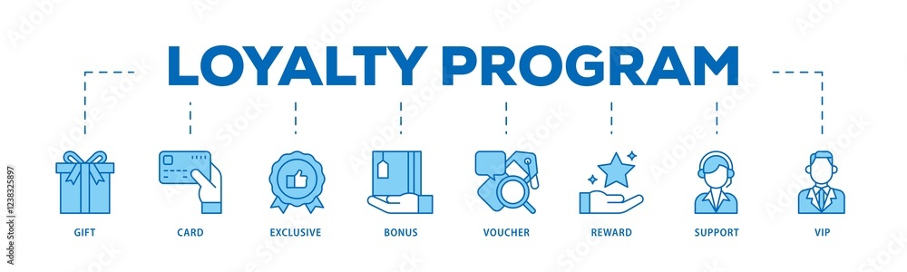 Loyalty program infographic icons flow process which consists of vip, support, bonus, reward, voucher, exclusive, card, gift icon live stroke and easy to edit . Loyalty program infographic icons flow process which consists of vip, support, bonus, reward, voucher, exclusive, card, gift icon live stroke and easy to edit .