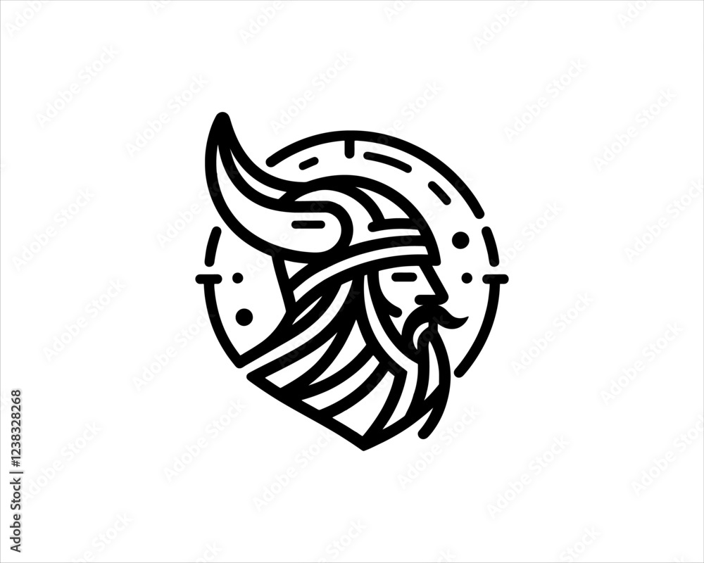 Naklejka premium Nordic Viking Helmet Logo