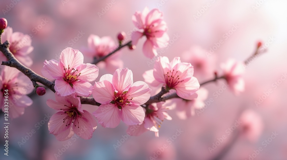  image of plum sakura swaying in the wind