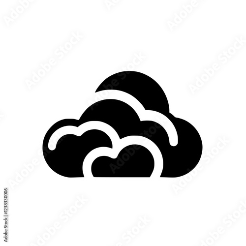 Cloud Icon: A Black and White Vector Graphic of a Cumulus Cloud, Ideal for Weather Apps and Meteorology Designs