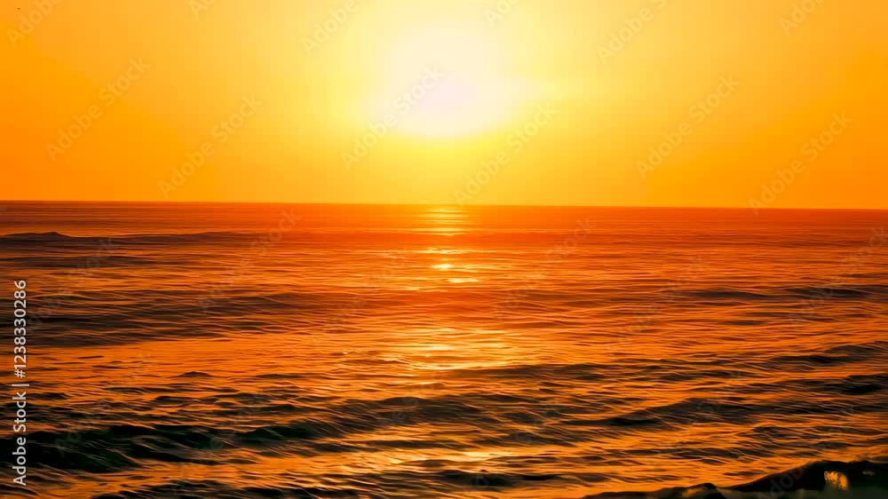 Golden sunset over calm ocean waters in summer Golden sunset over calm ocean waters in summer