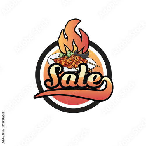 Sate indonesia food vintage logo template isolated