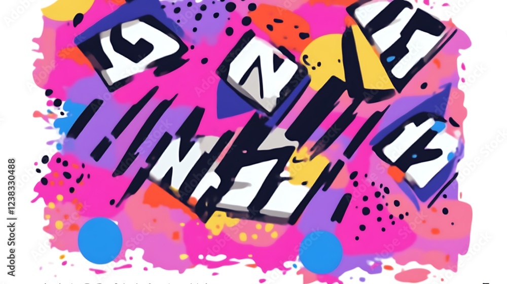 Abstract Colorful Graffiti Style Design Featuring Bold Letters and Shapes Abstract Colorful Graffiti Style Design Featuring Bold Letters and Shapes