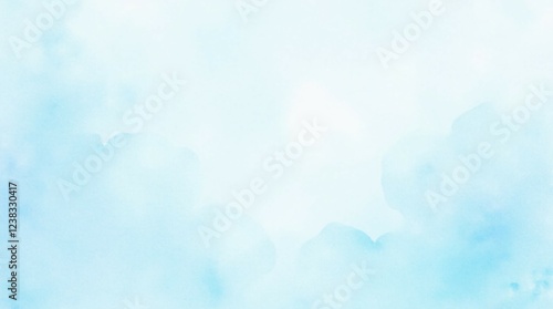 Fototapeta Naklejka Na Ścianę i Meble -  Soft Watercolor Blue Sky With Gentle Cloudy Texture For A Dreamy Feel.
