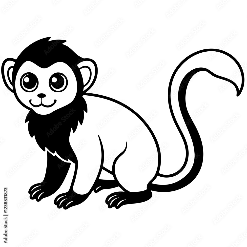Fototapeta premium Vector cartoon cute Tamarin on white background.