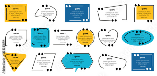 Set of quote box speech bubble. Quote frame shapes. Vector illustration