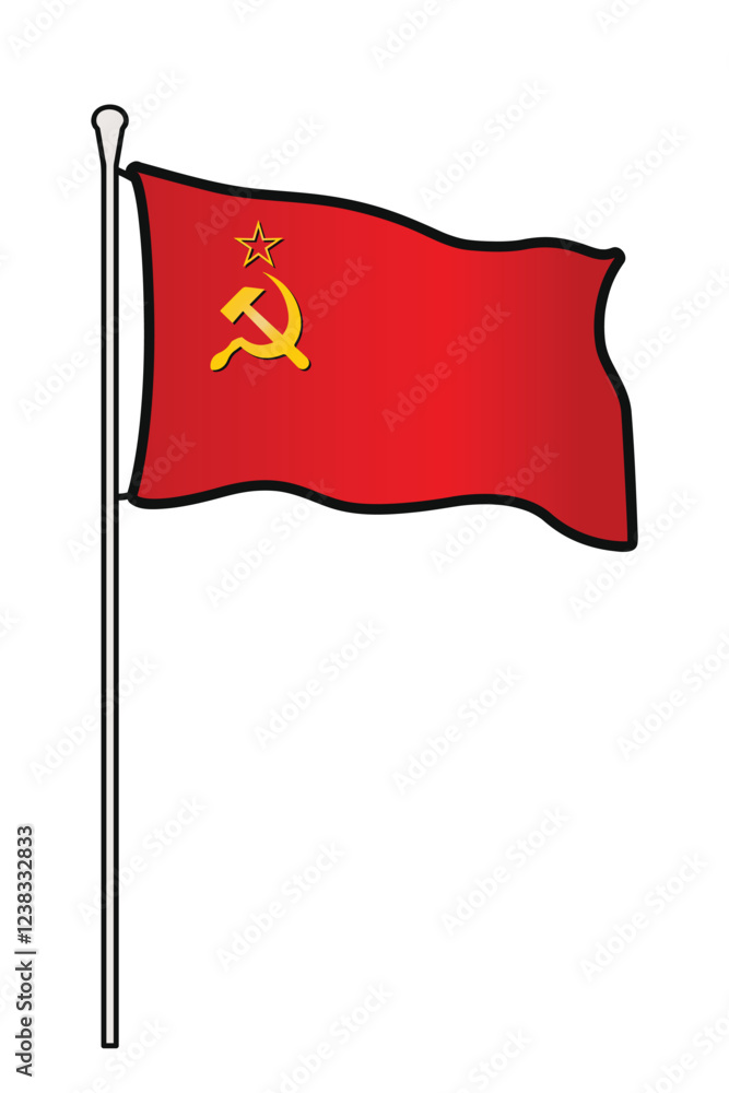 Flags and Pole of former Russian States, Soviet Union Symbols of the USSR Red Army Flags and Pole of former Russian States, Soviet Union Symbols of the USSR Red Army