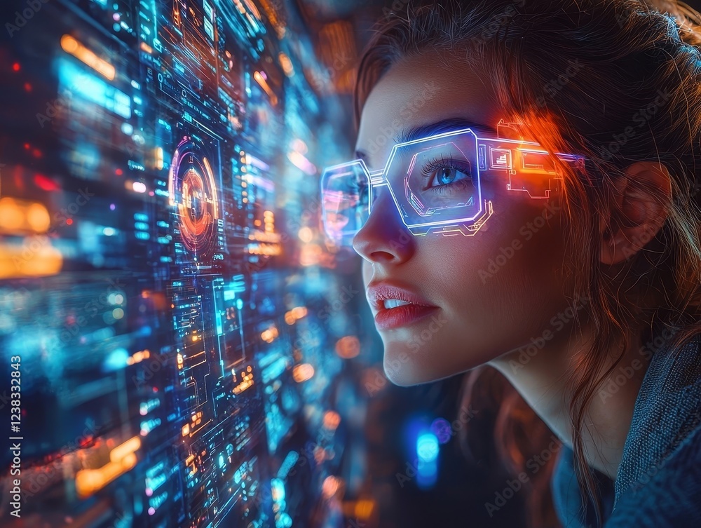 Collaborative Cloud Gaming Session with Vibrant Holographic Elements