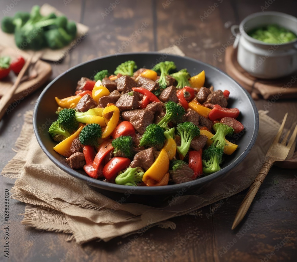 Stir Fried Beef with Broccoli and Colorful Bell Peppers, broccoli, recipe ideas, stir fried dinner
