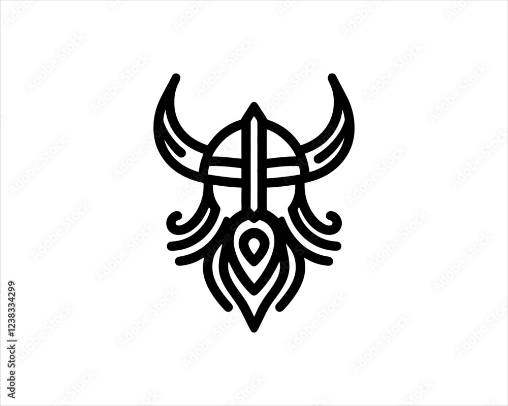 Fototapeta premium Nordic Viking Helmet Logo 