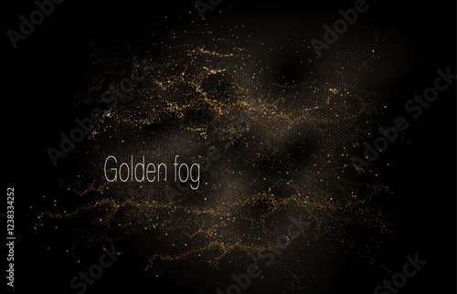 Isolated gorgeous shiny gold tint mosaic on black background.