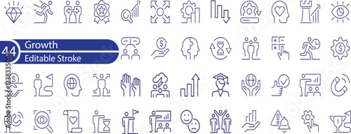 Growth Line Editable Icons set. Vector illustration in modern thin line style of progress icons. success, increase, evolution, and more.
