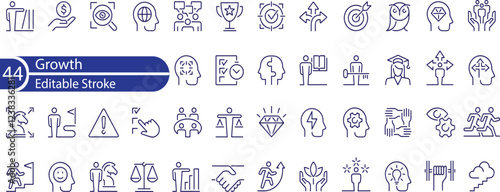 Growth Line Editable Icons set. Vector illustration in modern thin line style of progress icons. success, increase, evolution, and more.