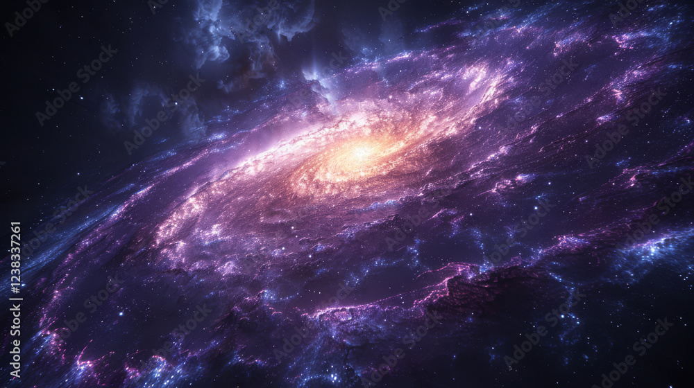 Fototapeta premium Spiral galaxy glowing in deep space 