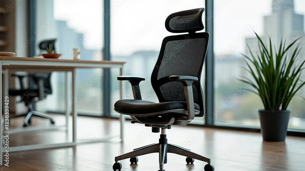 Ergonomic office chair provides optimal comfort and support in a professional setting, featuring adjustable features Ergonomic office chair provides optimal comfort and support in a professional setting, featuring adjustable features