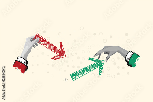 Opposing Arrows Hand Gesture Exchange, Business Transaction, Market Trend