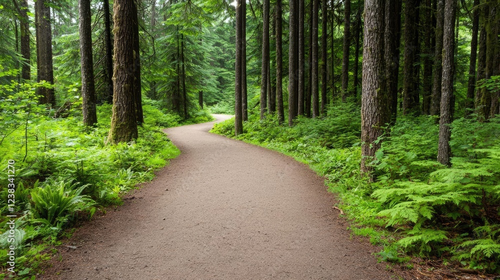 Forest pathway nature concept. A serene forest path surrounded by lush green trees and vibrant ferns. Forest pathway nature concept. A serene forest path surrounded by lush green trees and vibrant ferns.