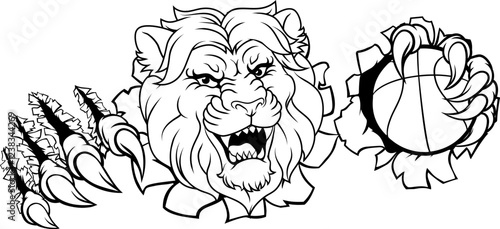 A lion basketball ball team cartoon animal sports mascot
