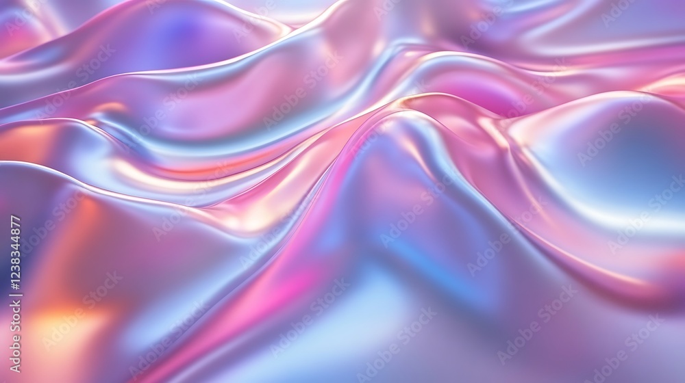 Fototapeta premium Abstract iridescent pastel flowing fabric waves