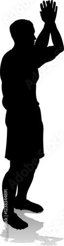 A soccer or football player male silhouette man