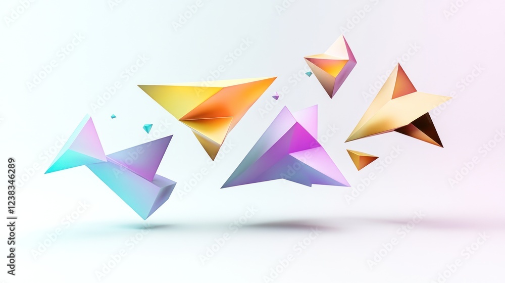 Abstract colorful geometric shapes floating in white space. Abstract colorful geometric shapes floating in white space.