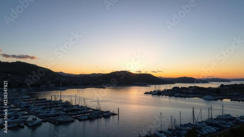 Wallpaper Mural Sunset over Conwy River Estuary with boats in the marina, sky, lake, Wales Torontodigital.ca