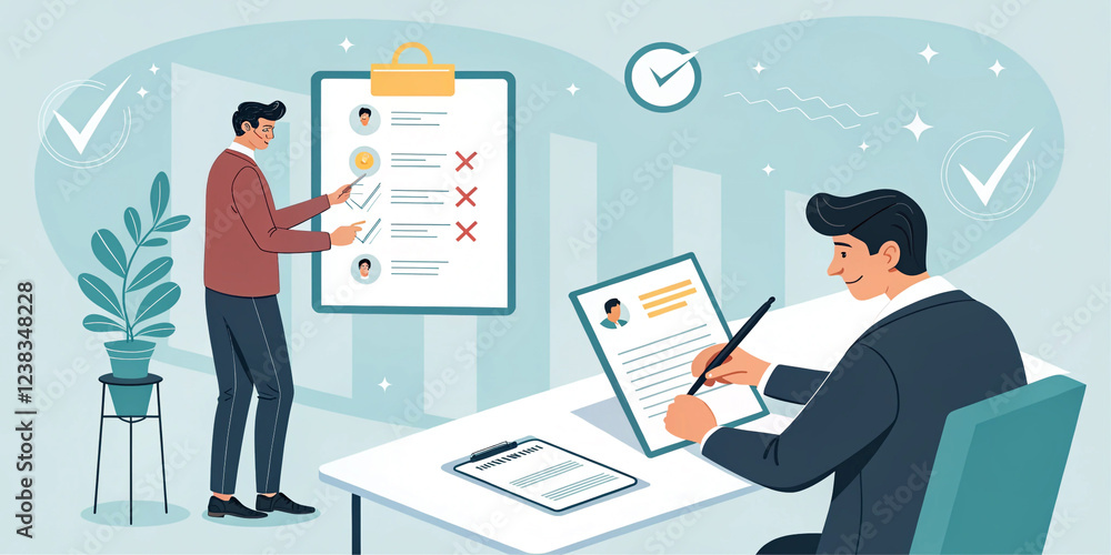A Businessman Signing an HR Document for Human Resource Management A Businessman Signing an HR Document for Human Resource Management