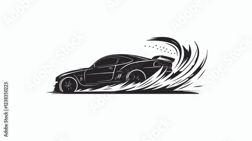 Illustration of a sports car. Drift car. Motorsport.