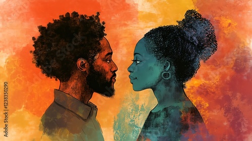 Black man and woman, history month celebration conception