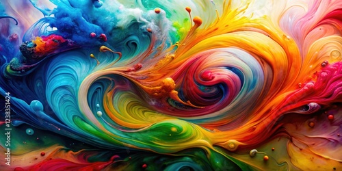 Wallpaper Mural Swirling and dynamic mixture of paints on paper, wall decoration, paint mix, vibrant colors, artistic expression Torontodigital.ca