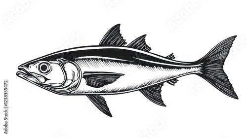 Drawing of a fish swimming underwater on transparent background photo