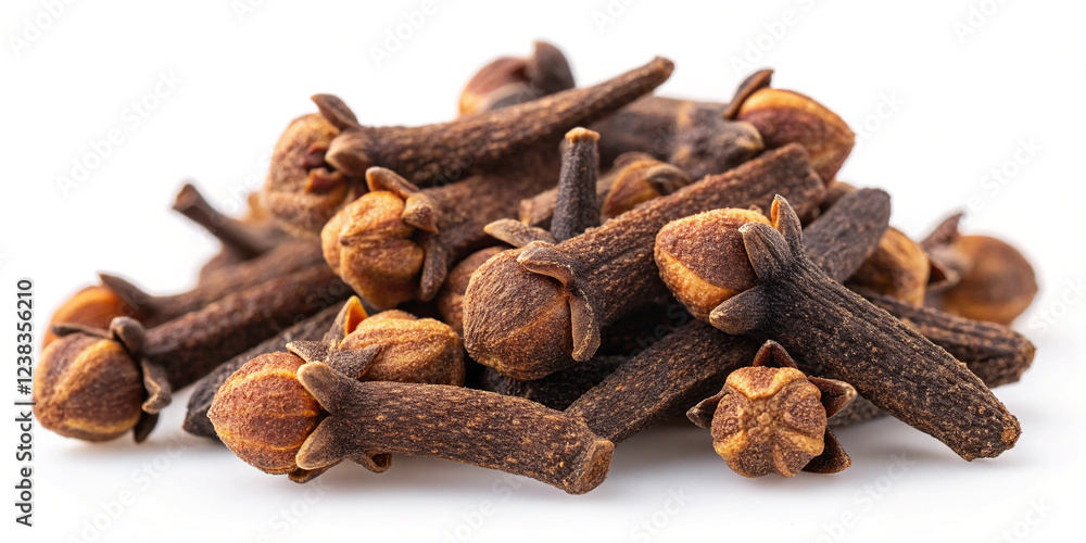 A Heap of Cloves Isolated on a White Background for Culinary Use A Heap of Cloves Isolated on a White Background for Culinary Use