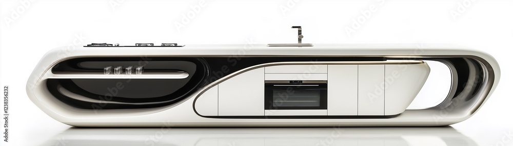 Obraz premium A styled kitchen counter against a white background.