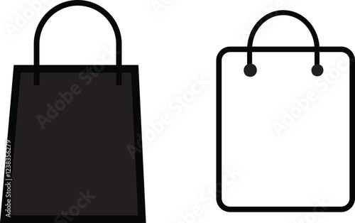 Shopping Bag Flat Icon. Pixel Perfect, Online Shopping - thin linear vector icon set
