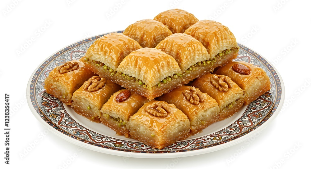 Delicious Baklava Pastry with Pistachios and Walnuts Delicious Baklava Pastry with Pistachios and Walnuts