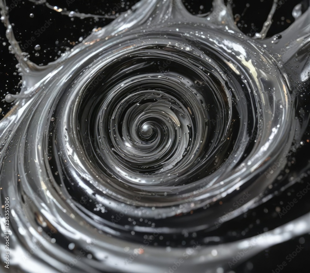 swirling vortex of metallic silver liquid on dark canvas , metallic, liquid swirling vortex of metallic silver liquid on dark canvas , metallic, liquid